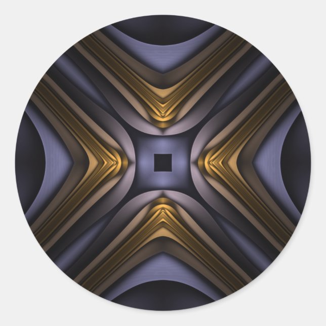 Adesivo Redondo Essência de Alma Azul e Abstrato Dourado (Frente)