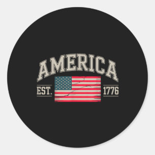 Adesivo Redondo Est 1776 Patriótico Bandeira Americana Americana 4
