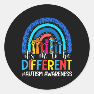 Adesivo Redondo Está bem ser diferente Autismo Sensibilização Leop