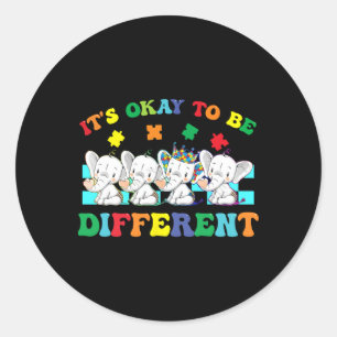 Adesivo Redondo Está bem ser diferente na consciência do Autismo E