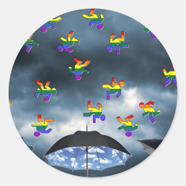 Adesivo Redondo Está chovendo homens! (Frente)