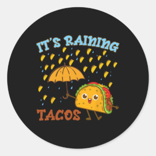 Adesivo Redondo Está Chovendo Tacos Cinco De Mayo Engraçado Menino