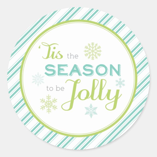 Adesivo Redondo Esta É A Época De Ser O Vinheta De Natal Jolly (Frente)