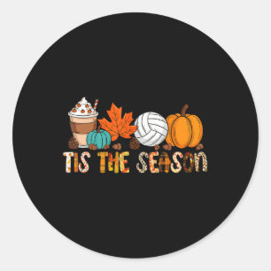 Adesivo Redondo Esta É A Época De Voleibol Pumpkin Leaf Latte Qued