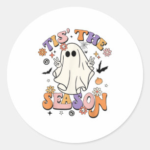 Adesivo Redondo Esta É A Época Do Festa De Retro Halloween Engraça