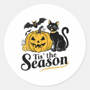 Adesivo Redondo Esta É A Época Do Halloween Bats Pumpkin Cai Engra