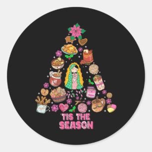 Adesivo Redondo Esta É A Época Do Natal Mexicano Feliz Navidad Xma