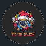 Adesivo Redondo Esta É A Época Lacrosse Mask Santa Hat Christmas S<br><div class="desc">Esta É A Época Lacrosse Mask Santa Hat Os Esportes De Natal</div>