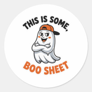 Adesivo Redondo Esta É A Figurinha De Boo Sheet Ghost Groovy Hallo