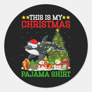 Adesivo Redondo Esta É A Minha Árvore De Natal Pajamas Orca Lighti