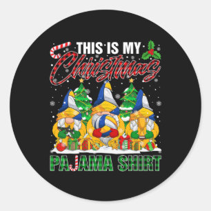 Adesivo Redondo Esta É A Minha Bola De Voleibol De Pajama Gnomo De