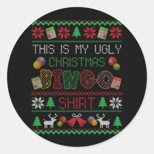 Adesivo Redondo Esta É A Minha Camisa De Natal Feia A Jogar Xma