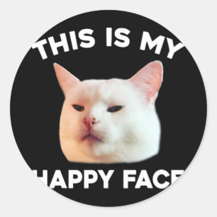 Adesivo Redondo Esta É A Minha Cara Feliz Que Maçam O Gato De Sarc