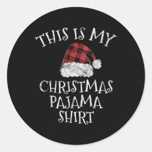 Adesivo Redondo Esta É A Minha Xadrez De Natal Do Pajama Hat Gi