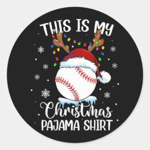 Adesivo Redondo esta é minha camisa de natal beisebol no xmas