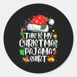 Adesivo Redondo Esta é Minha Camisa de Pijama de Natal Divertida P