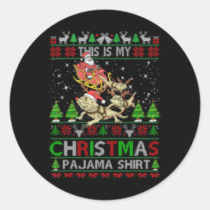 Adesivo Redondo Esta é Minha Camisa de Pijama de Natal Dragão Barb