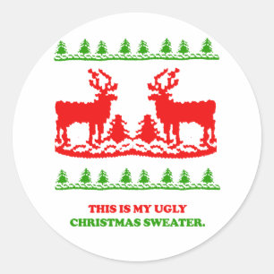 Adesivo Redondo Esta é minha camisola feia do Natal