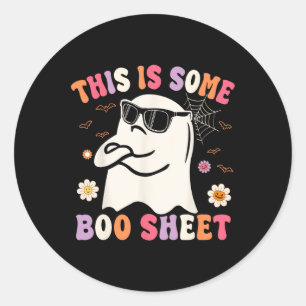Adesivo Redondo Esta É Uma Folha De Boo Retro Groovy Ghost Hallowe
