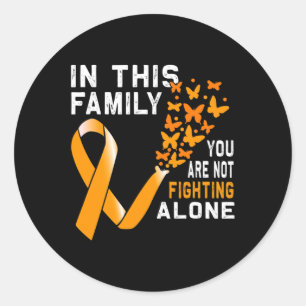 Adesivo Redondo Esta Família Não Combatendo Leucemia Laranja De Fi