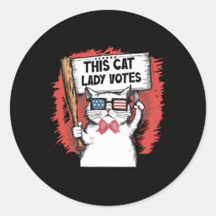 Adesivo Redondo Esta Gata Vota Presidente Eleição Votar C