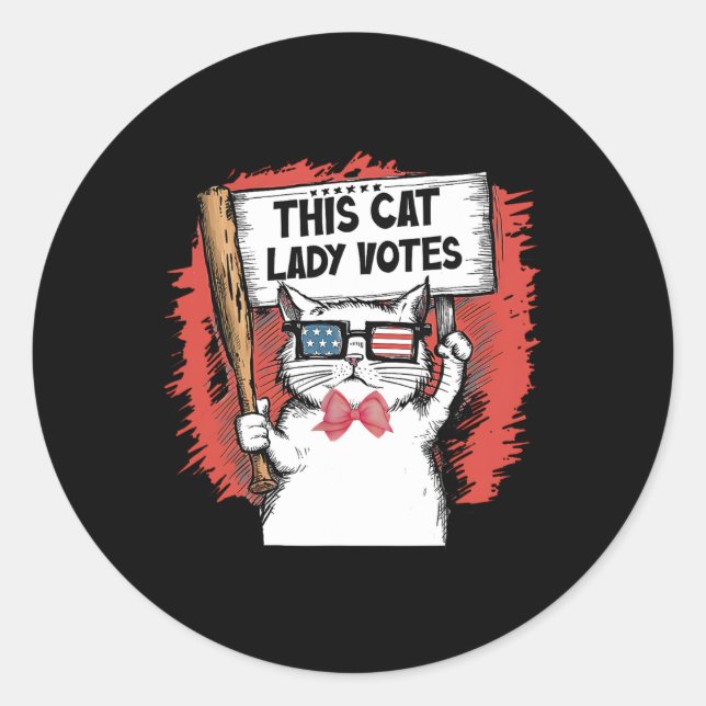 Adesivo Redondo Esta Gata Vota Presidente Eleição Votar C (Frente)
