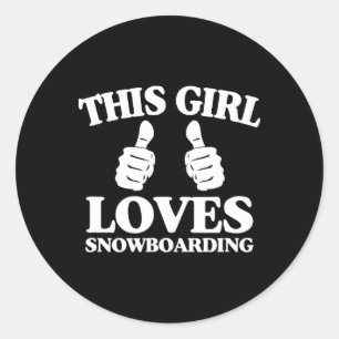 Adesivo Redondo Esta Menina Adora Snowboard Dois polegares