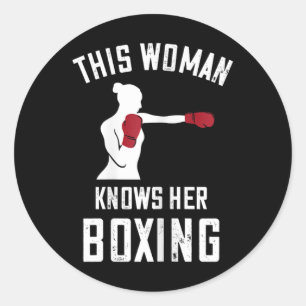 Adesivo Redondo Esta Mulher Sabe Boxe Boxeador Kickboxing Luvas de
