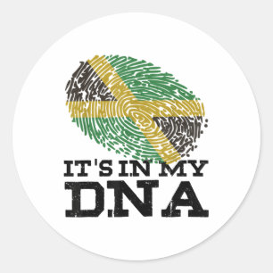 Adesivo Redondo Está No Meu Dna Jamaican Jamaica, Com Presentes De