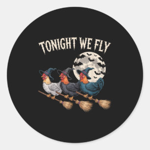 Adesivo Redondo Esta Noite Voamos Com O Rooster Do Halloween Engra