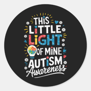 Adesivo Redondo Esta Pequena Luz do Meu Mundo Autismo Consciência