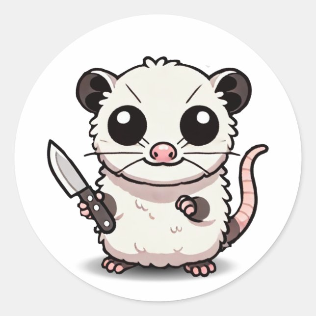 Adesivo Redondo Estabilidade: Kawaii Possum (Frente)
