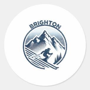 Adesivo Redondo estação de esqui Brighton utah esqui de inverno