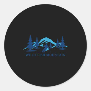 Adesivo Redondo Estação de esqui montanha whitefish montana esqui 