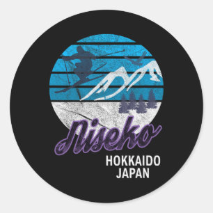 Adesivo Redondo Estação de Esqui Niseko Hokkaido Ilha Japão Snowbo