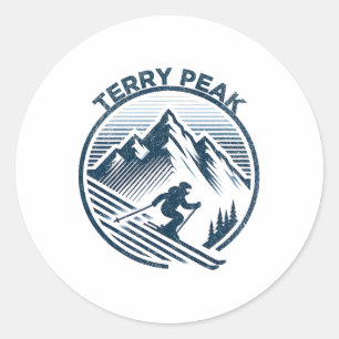 Adesivo Redondo Estação de esqui Terry Peak South Dakota Esquiando