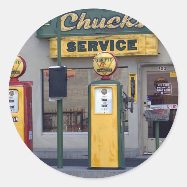 Adesivo Redondo Estação de Gás Antiga (Frente)