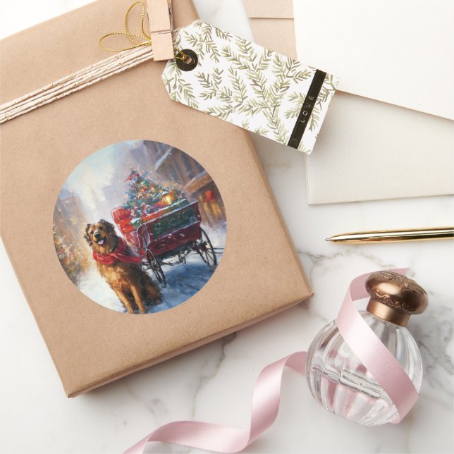 Adesivo Redondo Estação Festiva de Natal do Setentrional Irlandês (Presentear)