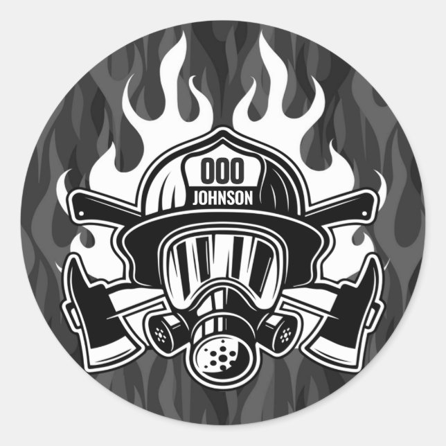 Adesivo Redondo Estação Personalizada de Bombeiros de Emergência (Frente)