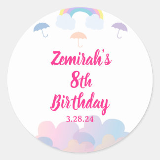 Adesivo Redondo Estação Rainy - Guarda-chuvas Pastel e Nuvens