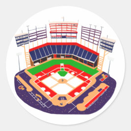 Adesivo Redondo Estádio de beisebol com uma multidão de Cheio