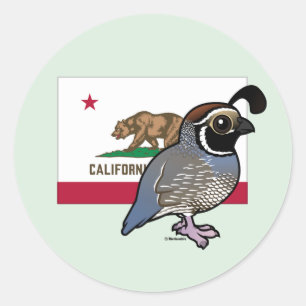 Adesivo Redondo Estado Birdorable: California Quail