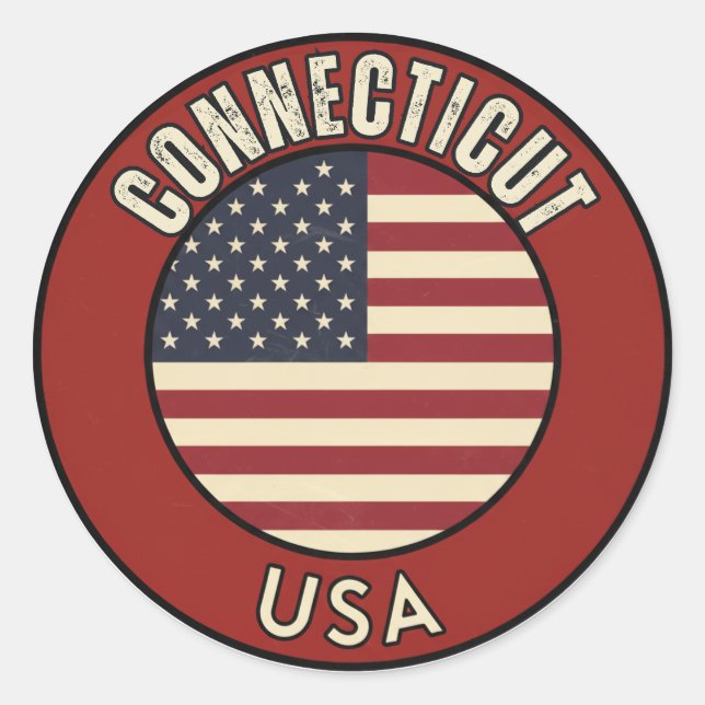 Adesivo Redondo Estado de Connecticut (Frente)