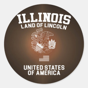 Adesivo Redondo Estado de Illinois de Lincoln