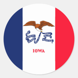 Adesivo Redondo Estado de Iowa Flag Design