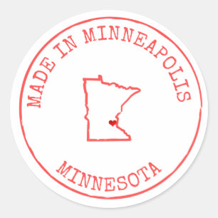 Adesivo Redondo Estado de Minnesota/Endereço/Negócios/Casamento Pe