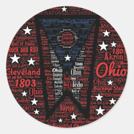 Adesivo Redondo Estado de Ohio Word Art Round Sticker, Glossy