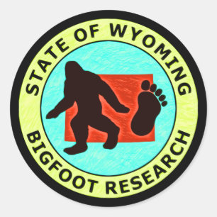 Adesivo Redondo Estado de pesquisa de Wyoming Bigfoot
