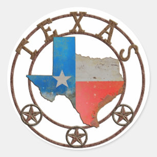 Adesivo Redondo Estado do Texas Ferrou Ferro
