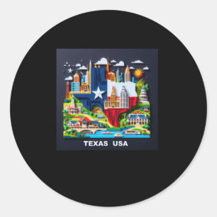 Adesivo Redondo Estado Do Texas No U.A Sticker1